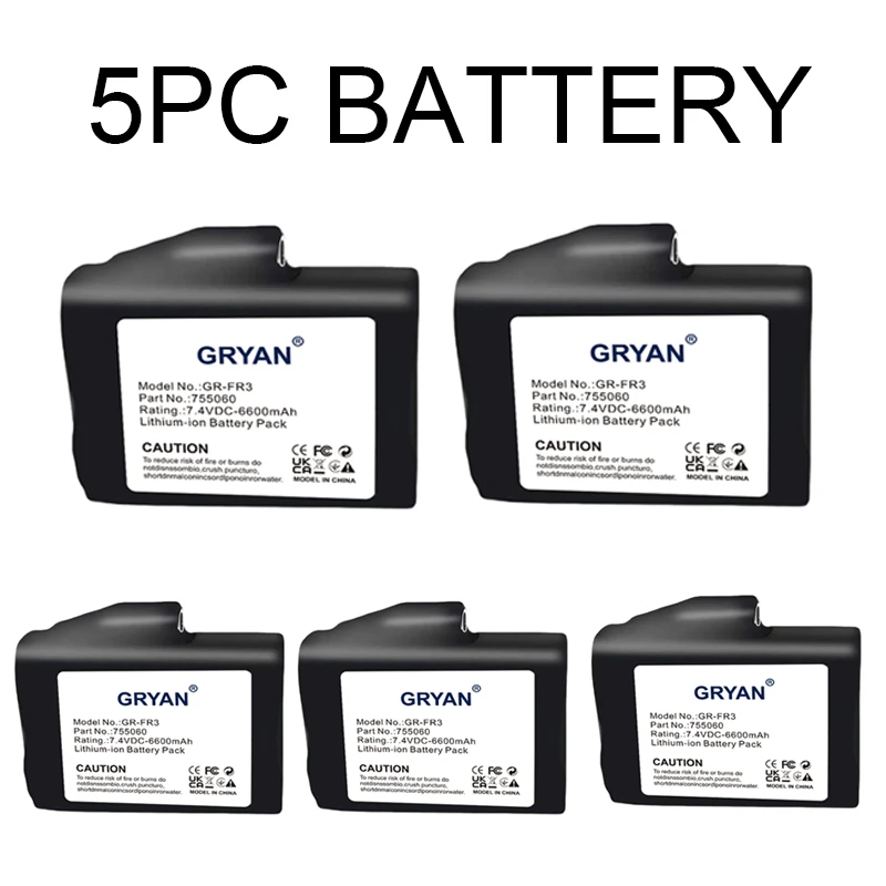 Heated Gloves Battery 7.4V 6600mah Polymer Lithium Battery for Heating Vest, Socks, Winter Antifreeze Heating Battery 755060-2S