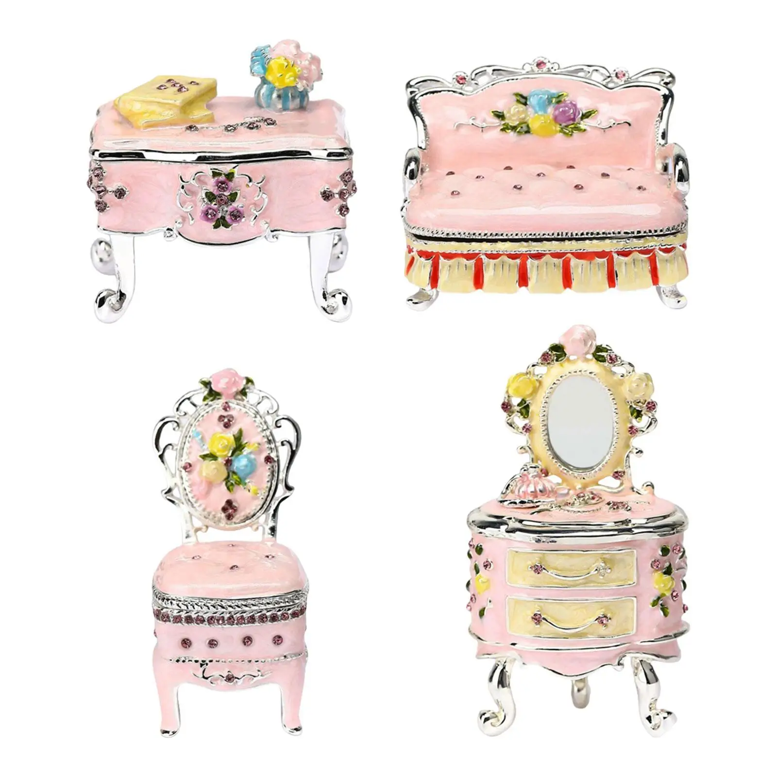 

Форма мебели Шкатулка для драгоценностей Ручная работа Дисплей Винтажный стиль Ремесленная шкатулка для безделушек для вечеринок Обручальные кольца Серьги Ожерелье