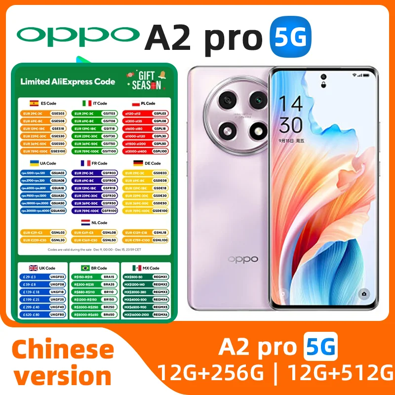 OPPO A2 Pro 5G Dimensity 7050 Android 13 67W SuperVOOC 5000mAh 64MP OIS Câmera google Play OTA Bluetooth 5.3 telefone usado