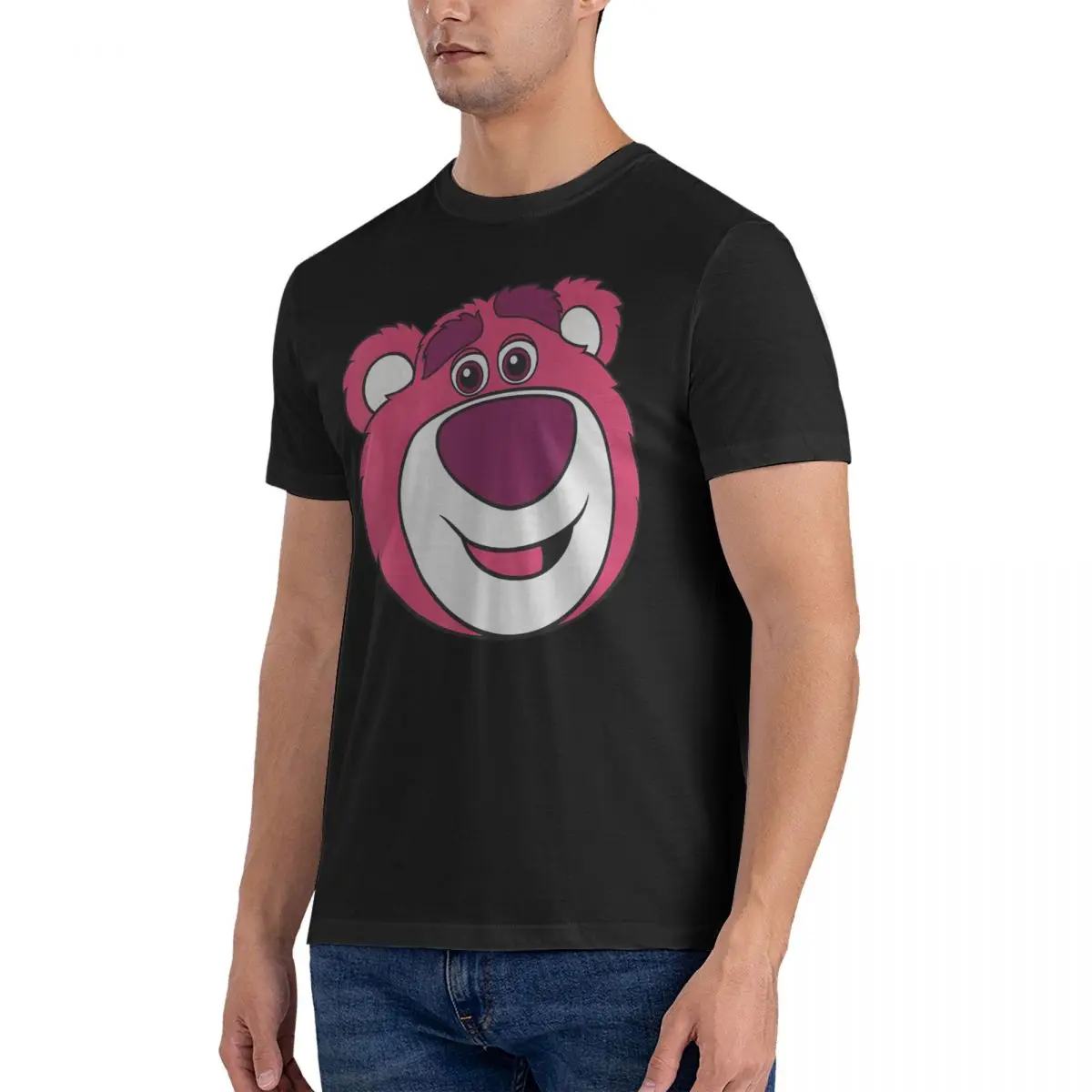 Men Lotso T Shirt Disney Toy Story Pure Cotton Tops Novelty Short Sleeve Round Neck Tee Shirt Gift Idea T-Shirt