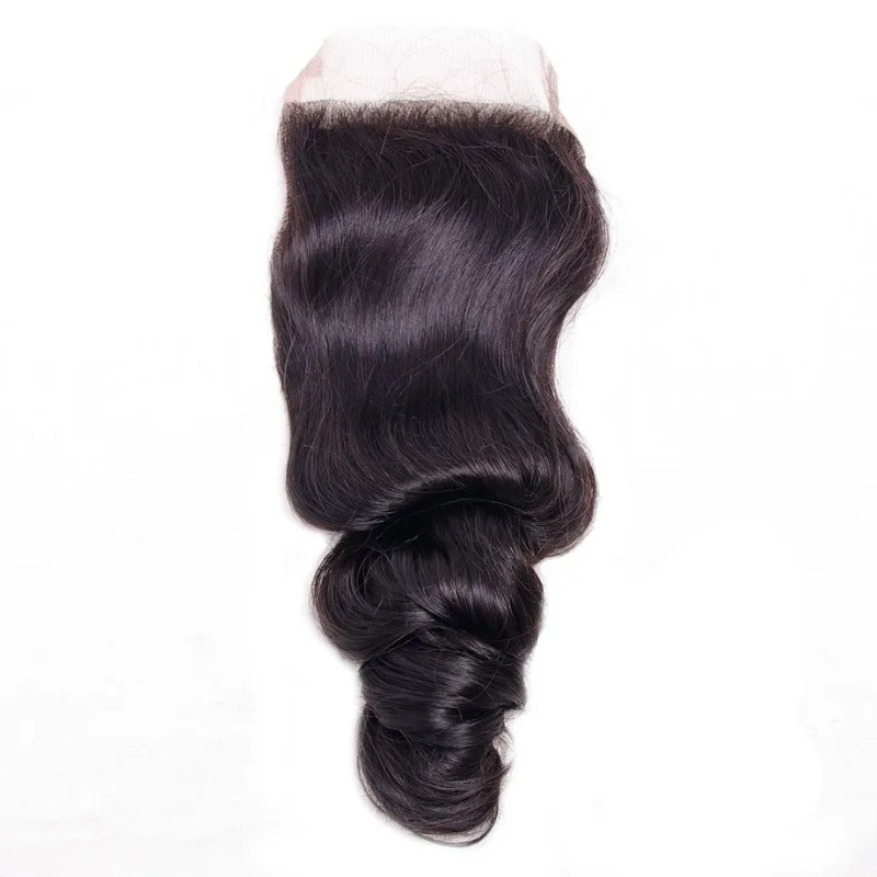 10-22 Zoll 4x4 Lace Closure, lose gewelltes Echthaar in natürlicher Farbe, federnde, wellige Textur, Lace Top Closure für Party, Dating und Haarstyling. – Detail 4