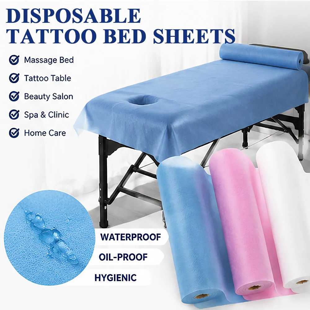 Disposable Nonwoven Bed Sheet Roll 50cm Height Waterproof Oilproof Tear Off Tattoo Beauty Massage Table Cover Protective Pad
