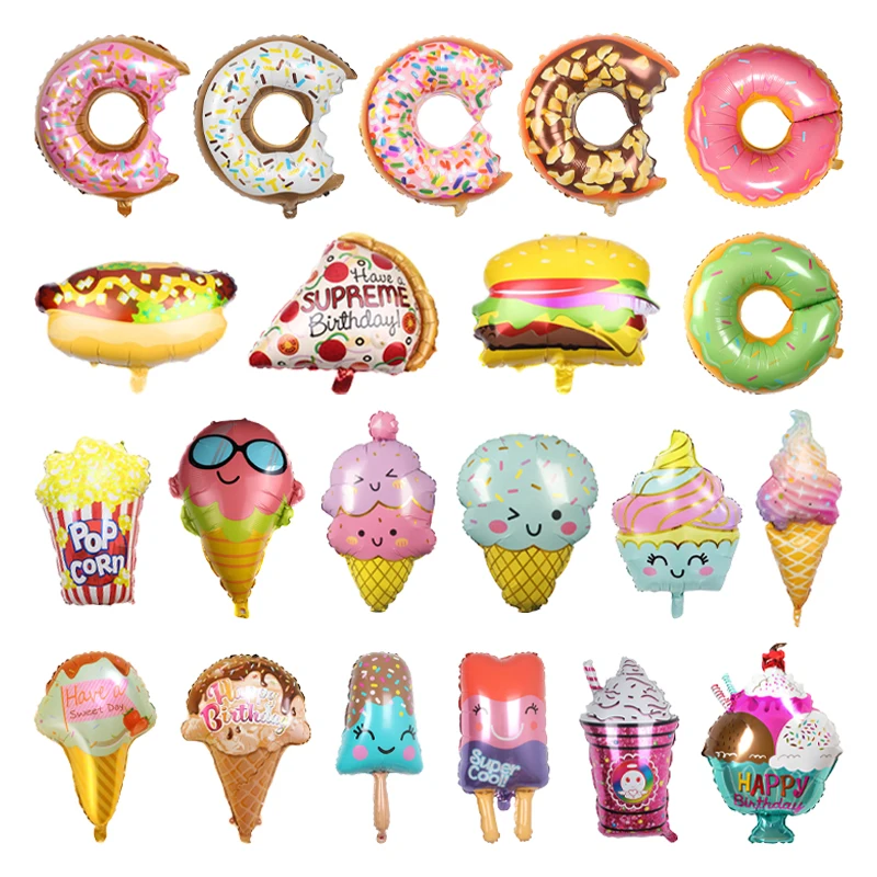 Ice Cream Donut Foil Balloons Doughnut Hamburg Pizza Hot Dog Balloon Baby Shower Kids Birthday Party Food Theme Decoration