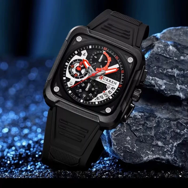 CURREN 8461 Fashion Men's Watches Luxury Square Quartz Watch Chronograph Original Waterproof Luminous Watch for Men Reloj Hombre