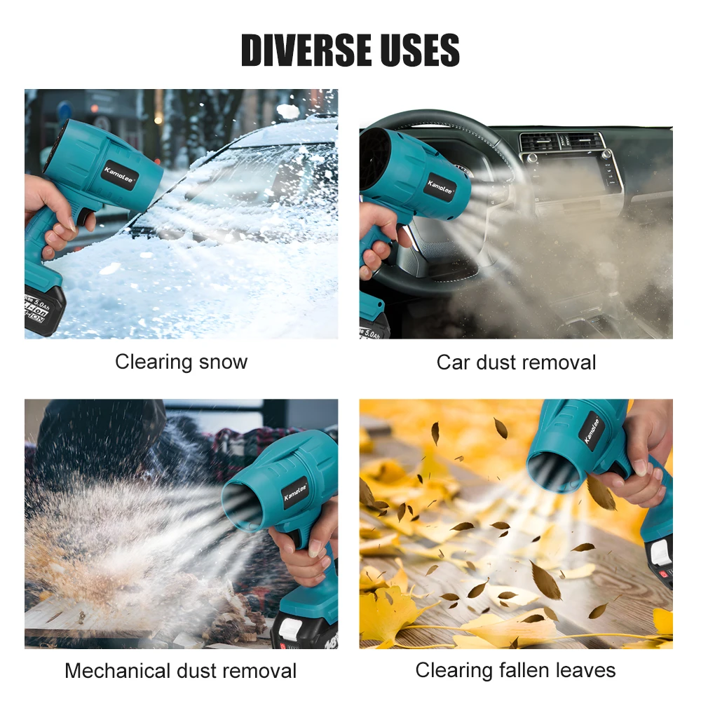 Kamolee 200M/S Turbo Jet Fan 2000W Cordless Electric Air Blower Violent Handheld Power Tool for Makita 18V Battery