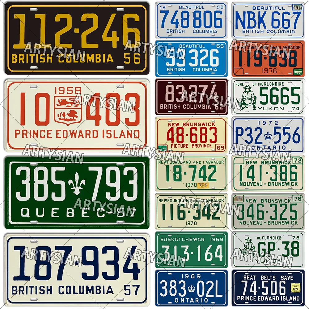 Canada Metal Plaque New Brunswick Car Registration Saskatchewan Québec Ontario Prince Edward Island Decorative Metal Sign