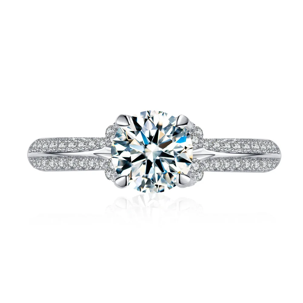 

Wholesale 925 Sterling Silver Eight Hearts Eight Arrows 6mm Round Diamond Ring Jewelry