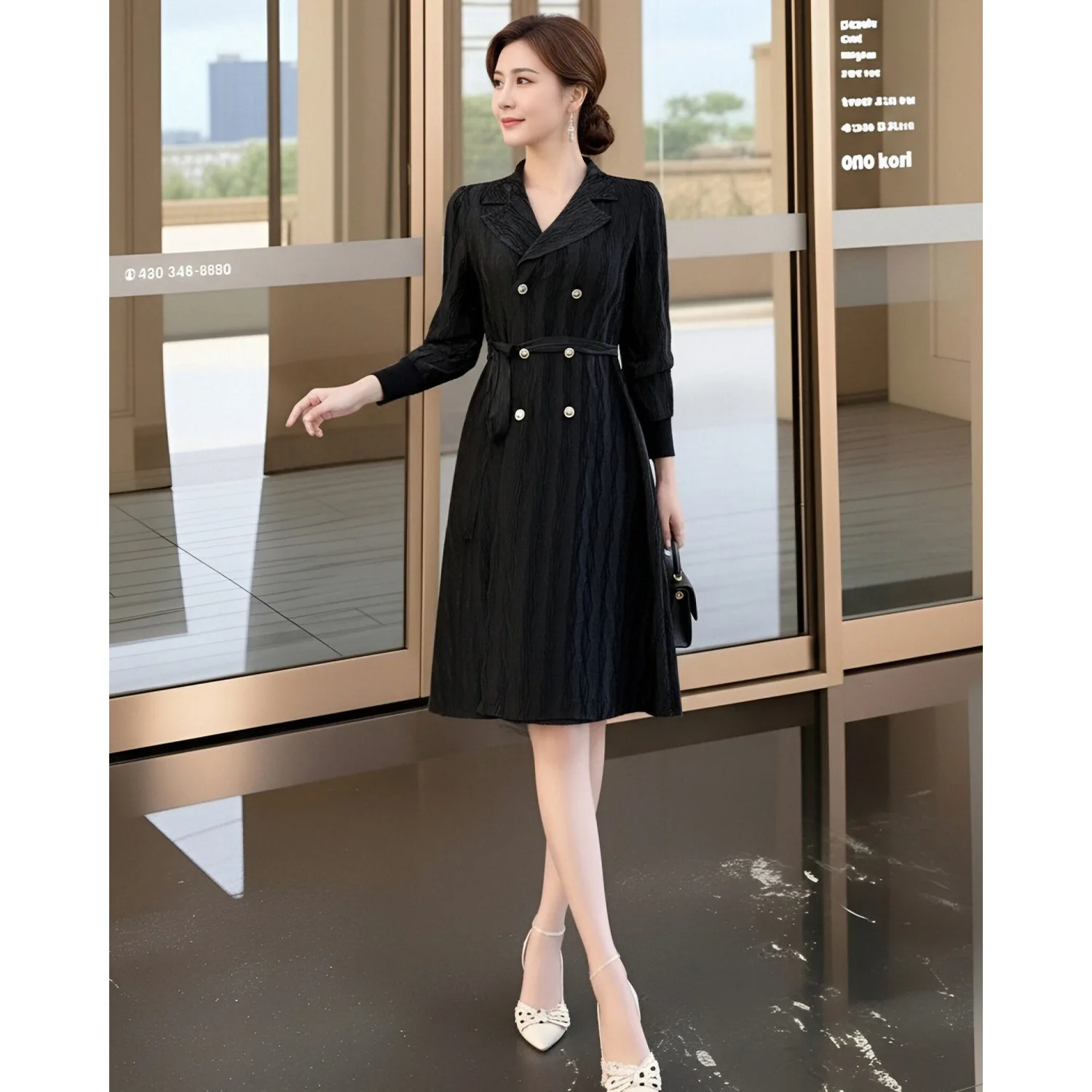 

Miyake Pleated Dress Women's 2026 New Style French Light and Sophisticated Simple Loose and High-end Coat Little Black Skirt