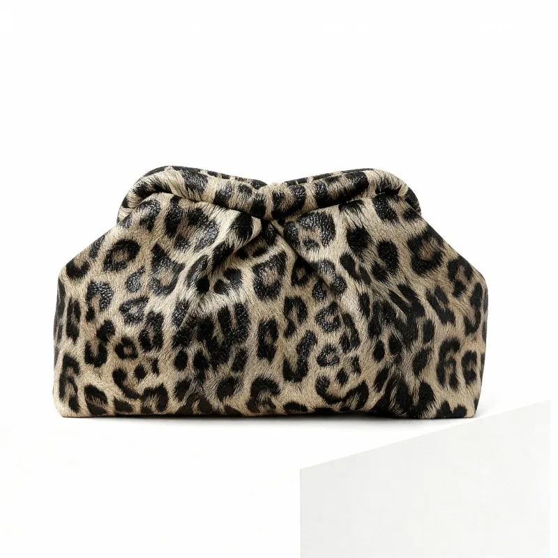 

2025 Vintage Leopard Print Clutch Bag Trend Women's Soft Pleated Large Capacity Multi-functional, Portable Storage, Retro Style