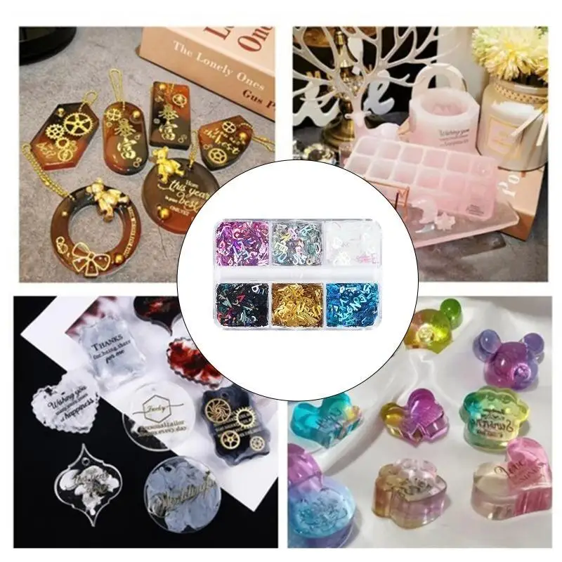 31BB English Letters Glitter Sequins Flakes Resin UV Epoxy Mold Fillings Art Decorations DIY Crafts Jewelry Making