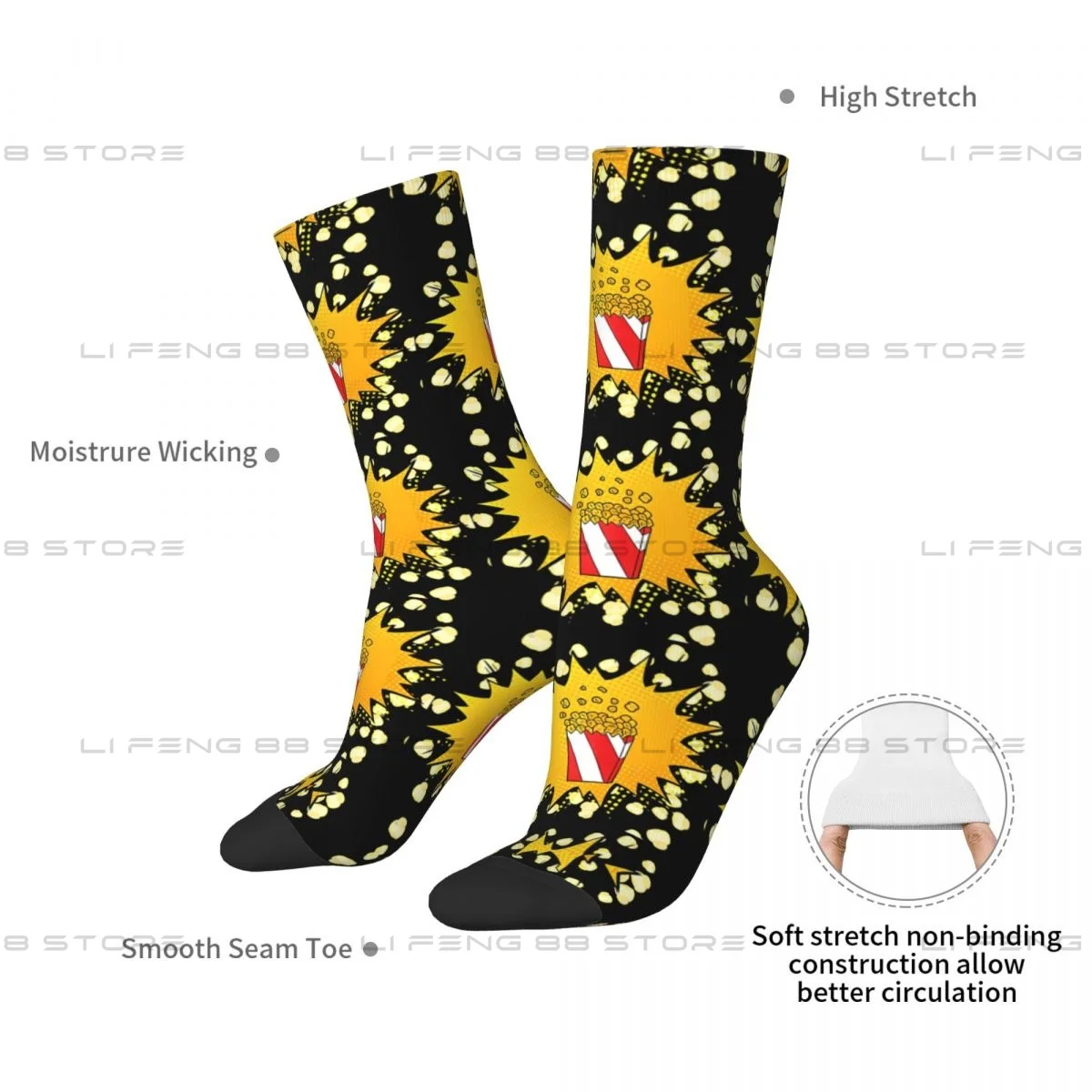 Popcorn Unisex Winters ocken Radfahren Happy Socks Street Style verrückte Socke