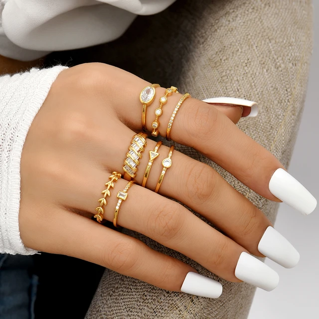 Finger Jewelry Stacking Ring Arrow Line Thin Rings Fashion Zircon Geometric Round Aliexpress