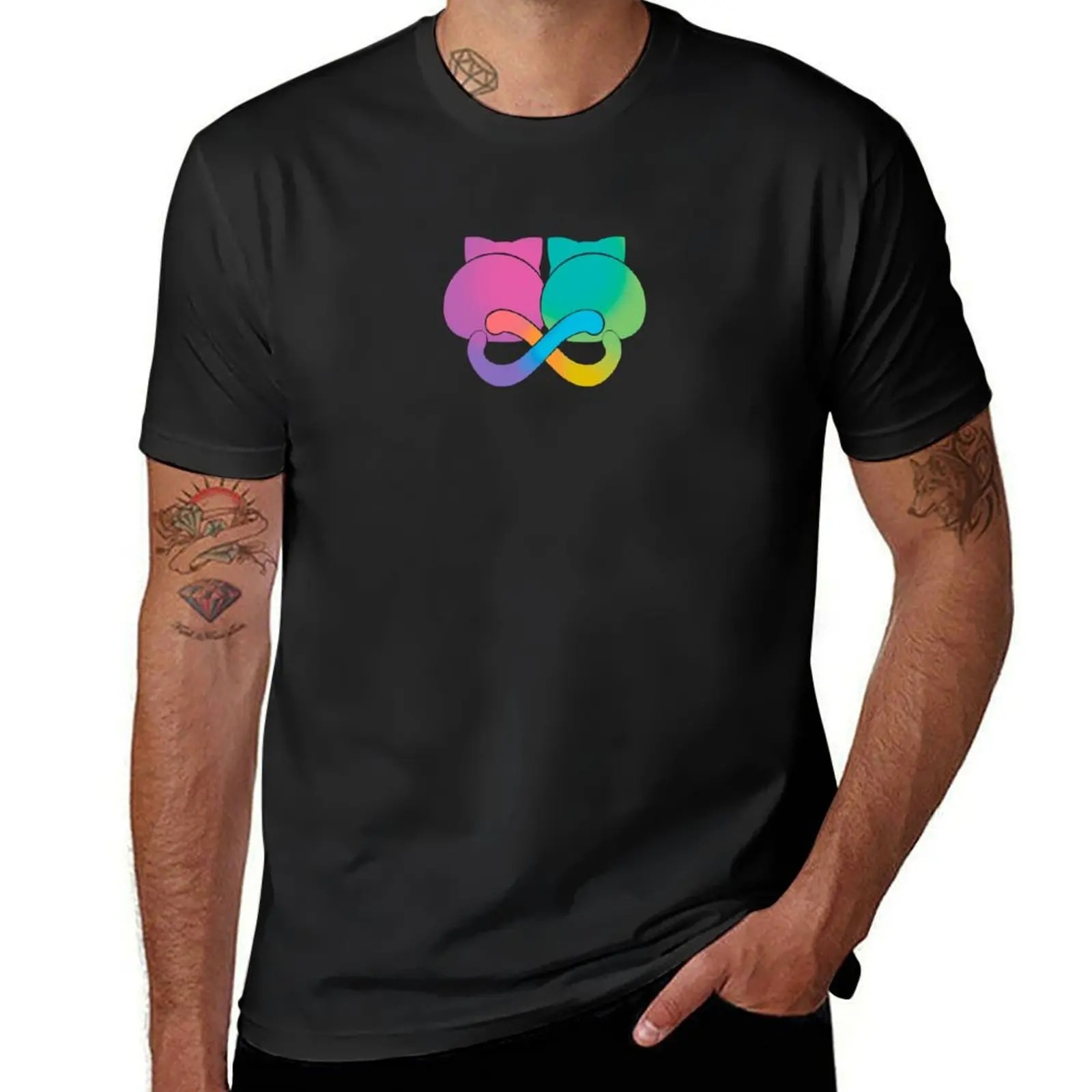 Neurodiversity Pride - Neurodiversity Ally Infinity Cats - WHITE T-Shirt plain tees mens t shirts