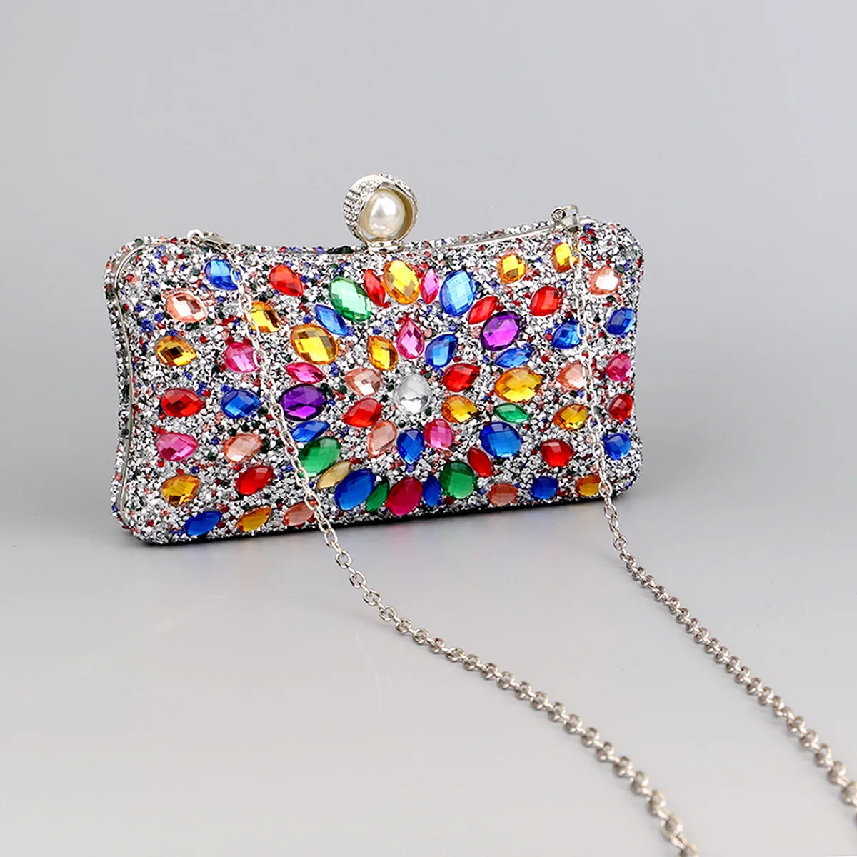 Flower Acrylic Lady Clutch Bags Diamonds Luxury Pearl Metal Women Small  Evening Bags With Chain Shoulder Handbags