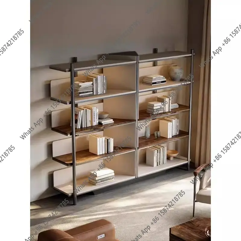 

AItalian Bookshelf Large Flat-floor Study Simple Modern Living Room Bookcase Light Luxury Floor High-end Display Storage Rack