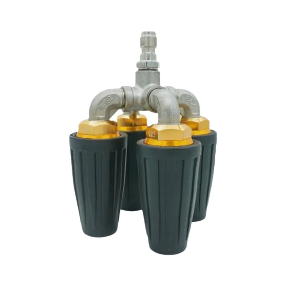 Turbo Rotating Nozzle for Pressure Washer 4000 PSI 4 Hole Design Quick Connect Interface Stainless Steel and Brass Materials