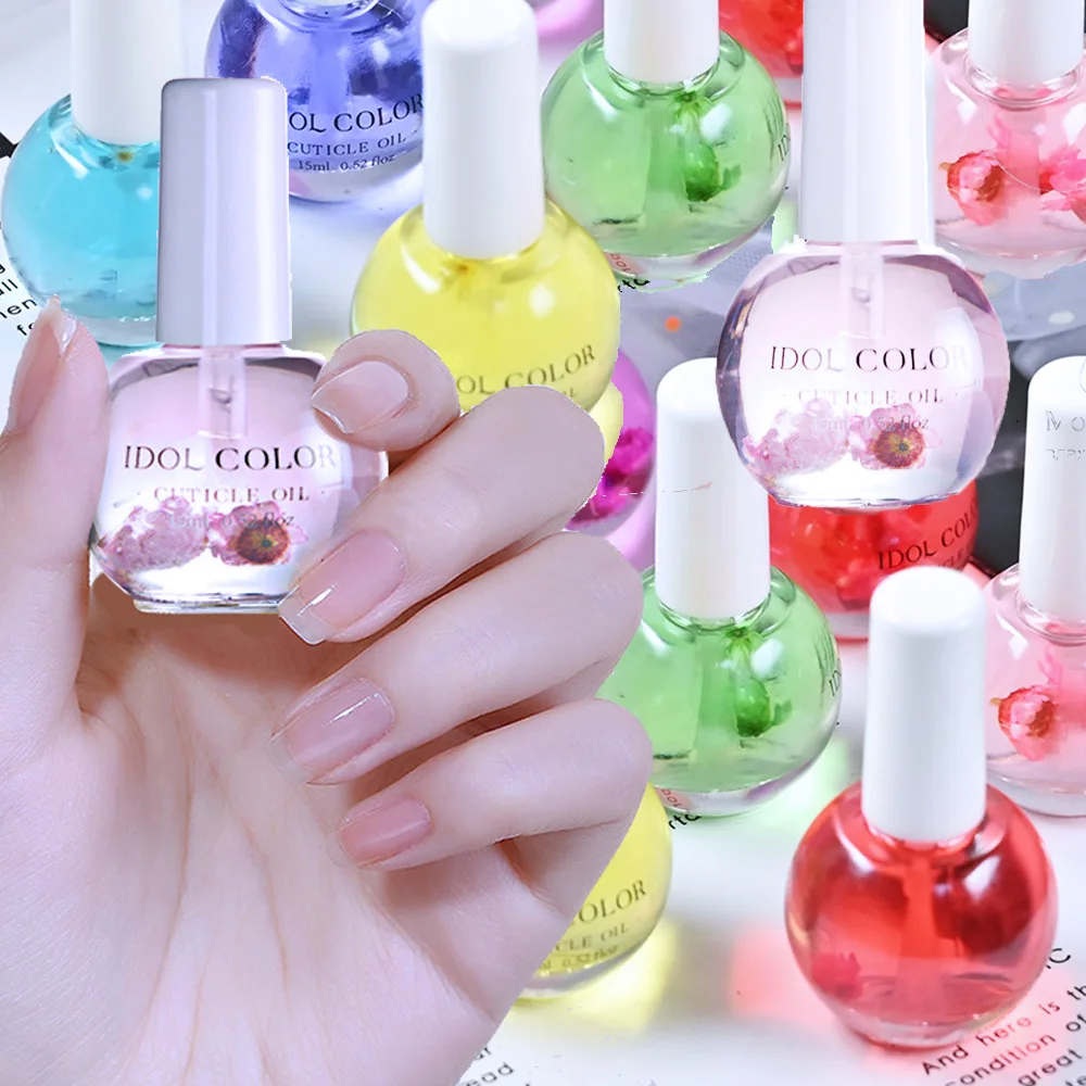 15 ml Nagelernährungsöl mit Frucht- und Blumenduft, klares Glas in Flaschen, feuchtigkeitsspendendes Nagelhautöl, natürliches Nagelhautenthärter-Pflegeöl