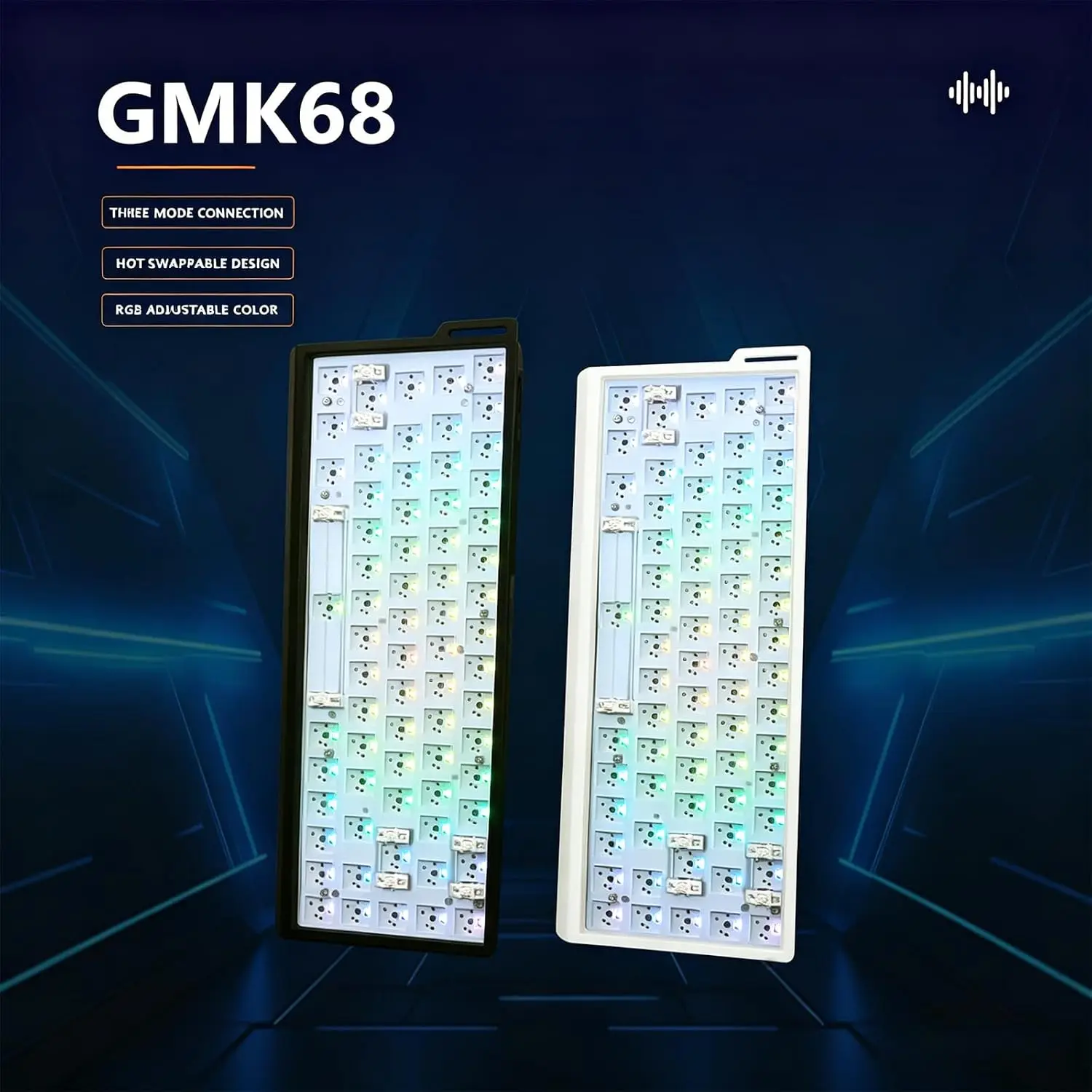 GMK68 Machanical Keyboard KIT Bluetooth 5.0/2.4G Wireless/Wired Gasket-mounted Gaming Keyboard Customizable Keyboards Kit