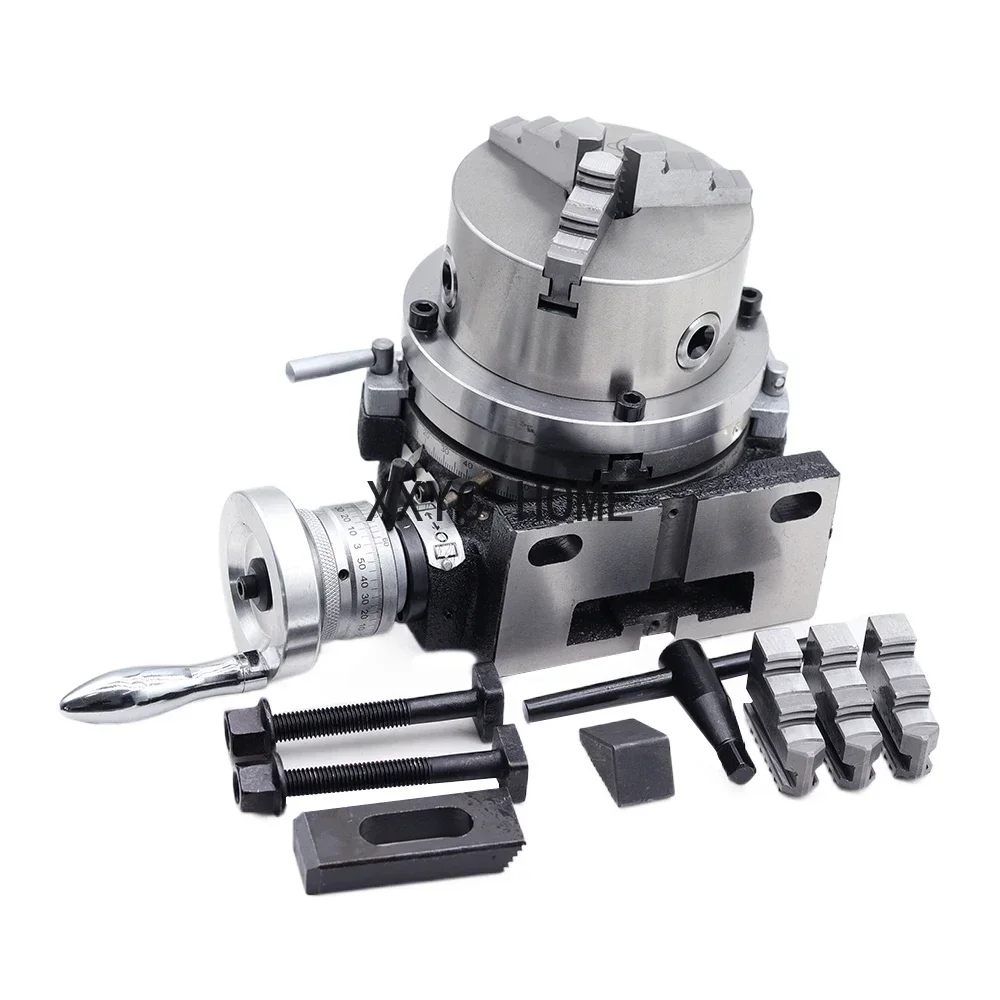6 Inch Universal Indexing Plate Rotary Table 125 Three-jaw Chuck Milling Machine Indexing Head Vertical and Horizontal Indexer