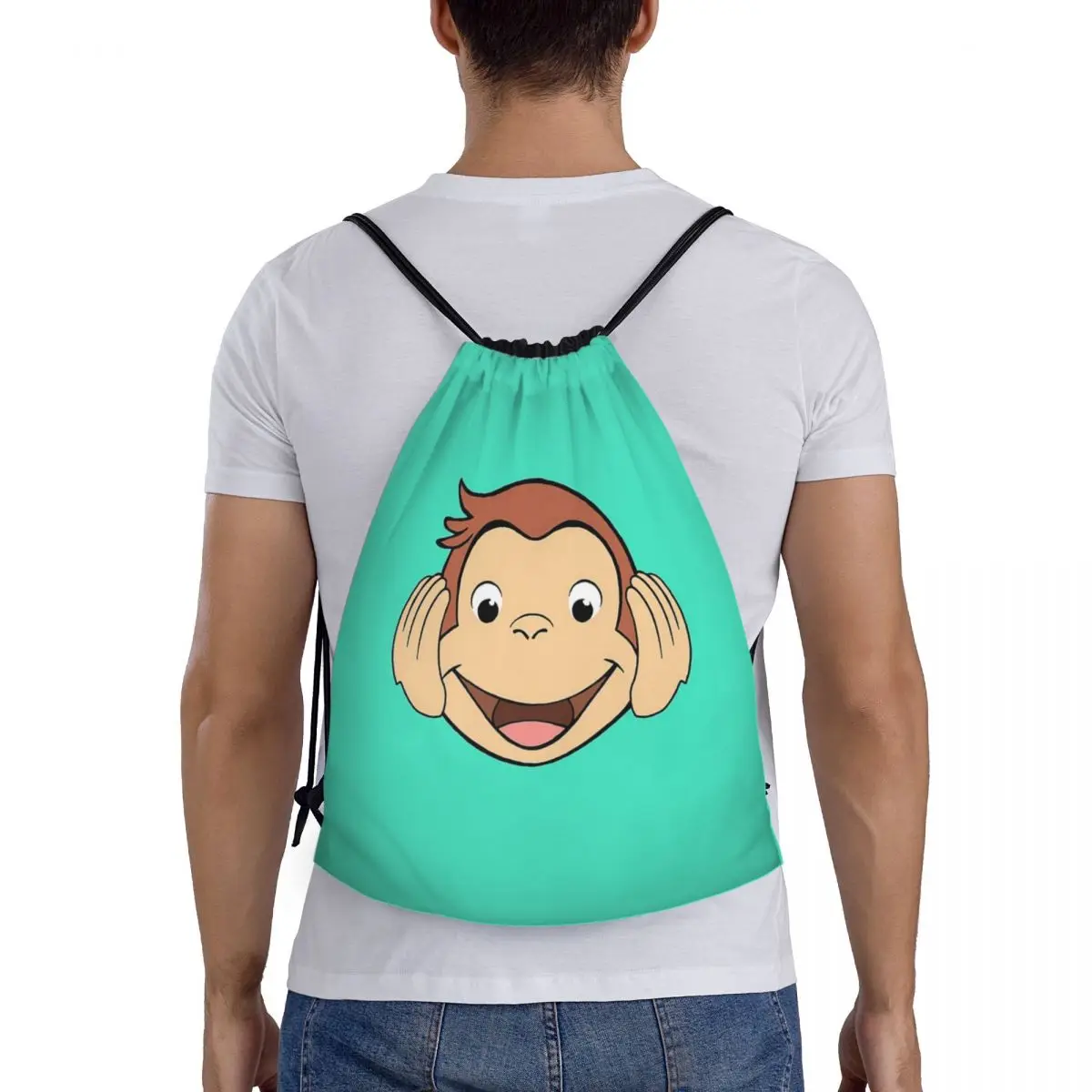 

Curious George Backpacks Multi-function Portable Drawstring Bundle Pocket Sports Bag Book Bags For Man Woman Students