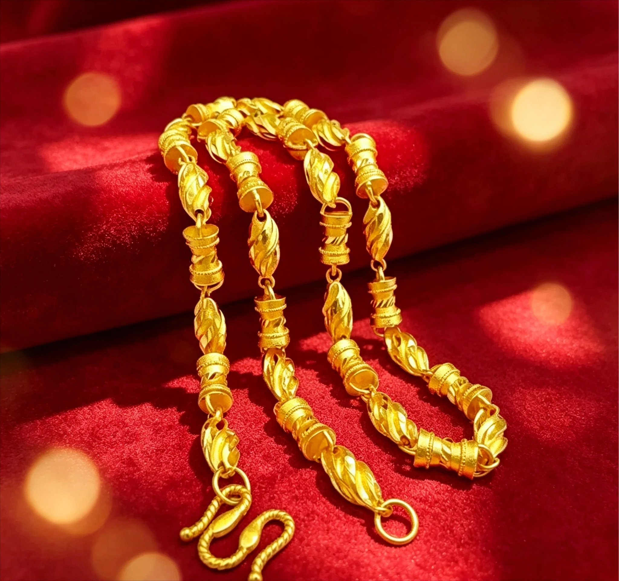 9999 real  24K  cylindrical double bamboo necklace for men and women solid color  bamboo necklace   Giving a gift to a friend