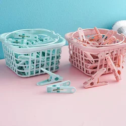 30Pcs Plastic Clothes Pegs Laundry Clothespin Clothes Pins Storage Organizer Quilt Towel Clips Spring With Basket Cabides Hanger