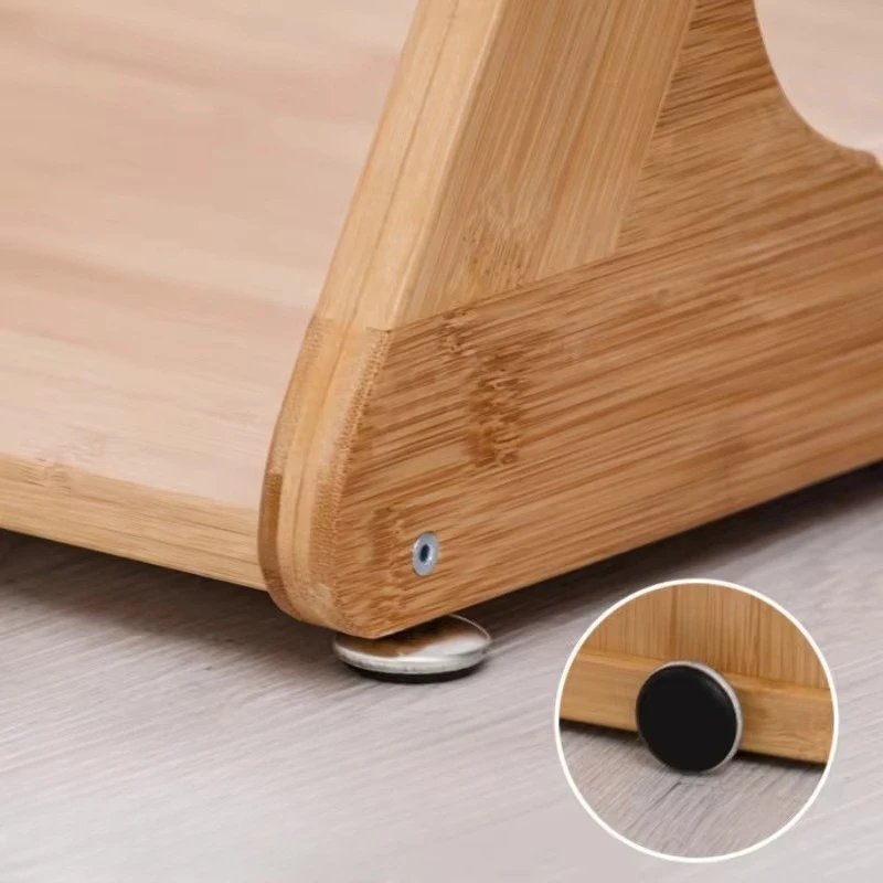 Multifunctional household storage furniture Movable storage rack Bamboo coffee table with wheels