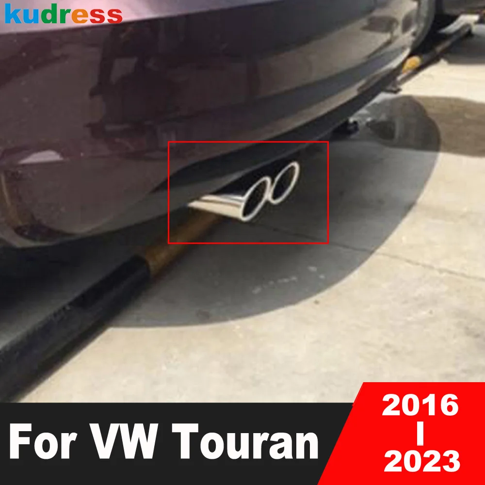 For Volkswagen VW Touran 2016 2017 2018 2019-2022 2023 Steel Car Rear Exhaust Muffler Tip Pipe Tailpipes End Pipes Silencer Trim