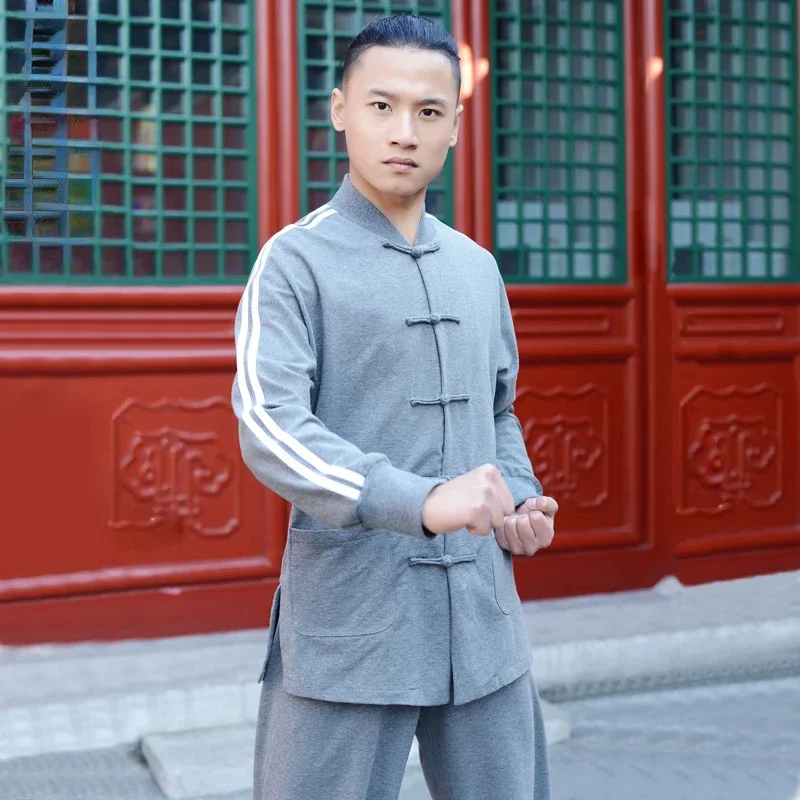 

Tai Chi Uniform Long Sleeve Wu Shu Clothing Chinese Traditional Kung Fu Clothes Unisex Black Gray Jacket and Pants