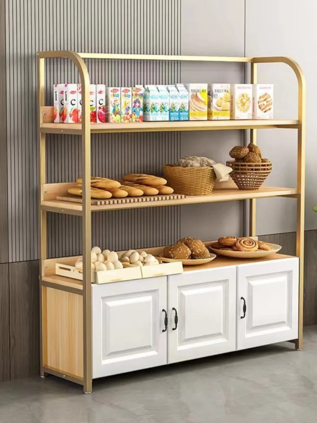 

Online celebrity Food and Bread Cake Shop Zhongdao Cabinet Side Cabinet Sweet Shop Practical Shelf Pastry Display Shelf