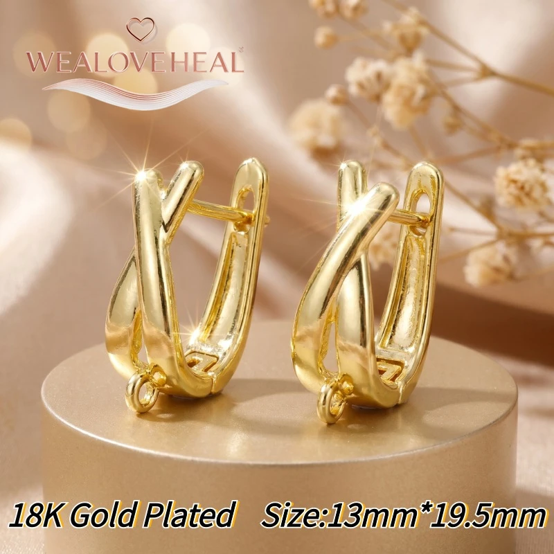 schmuckherstellung zubehör，Luxuriöse 18K Gold/Rhodium plattierte Leverback-Ohrringkomponenten aus Messing mit Pavé-Zirkonia, blauen Edelsteinen und gedrehten Ohrringhaken für DIY-Schmuckherstellung – Detail 25