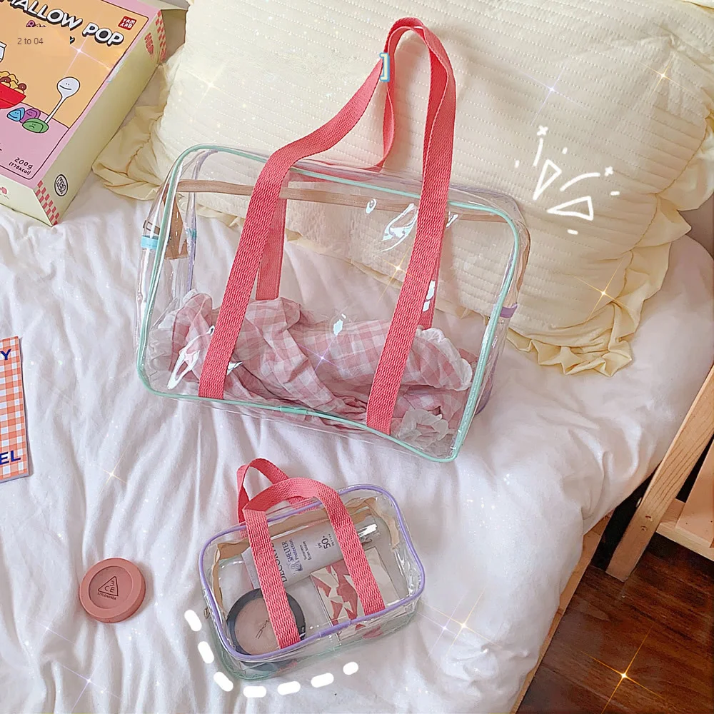 Transparent Handbag Student Sweet Lnstagram Style Shopping Bag Large Capacity Women\'s Portable Leisure Bag