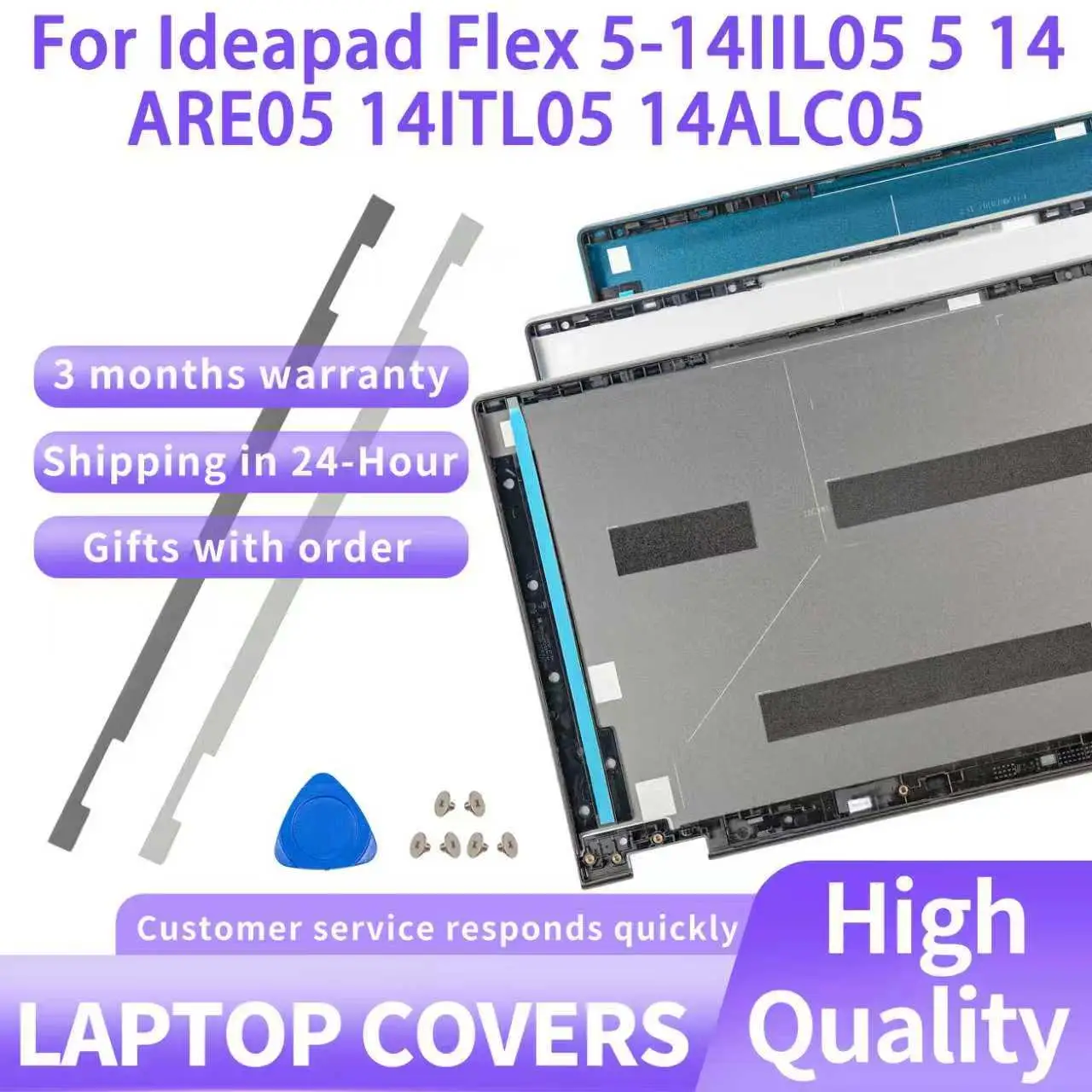 Capa para laptop para ideapad flex 5-14iil05 14itl05 C550-14 5-14alc05 tela traseira capa de dobradiça prata/cinza/azul substituir