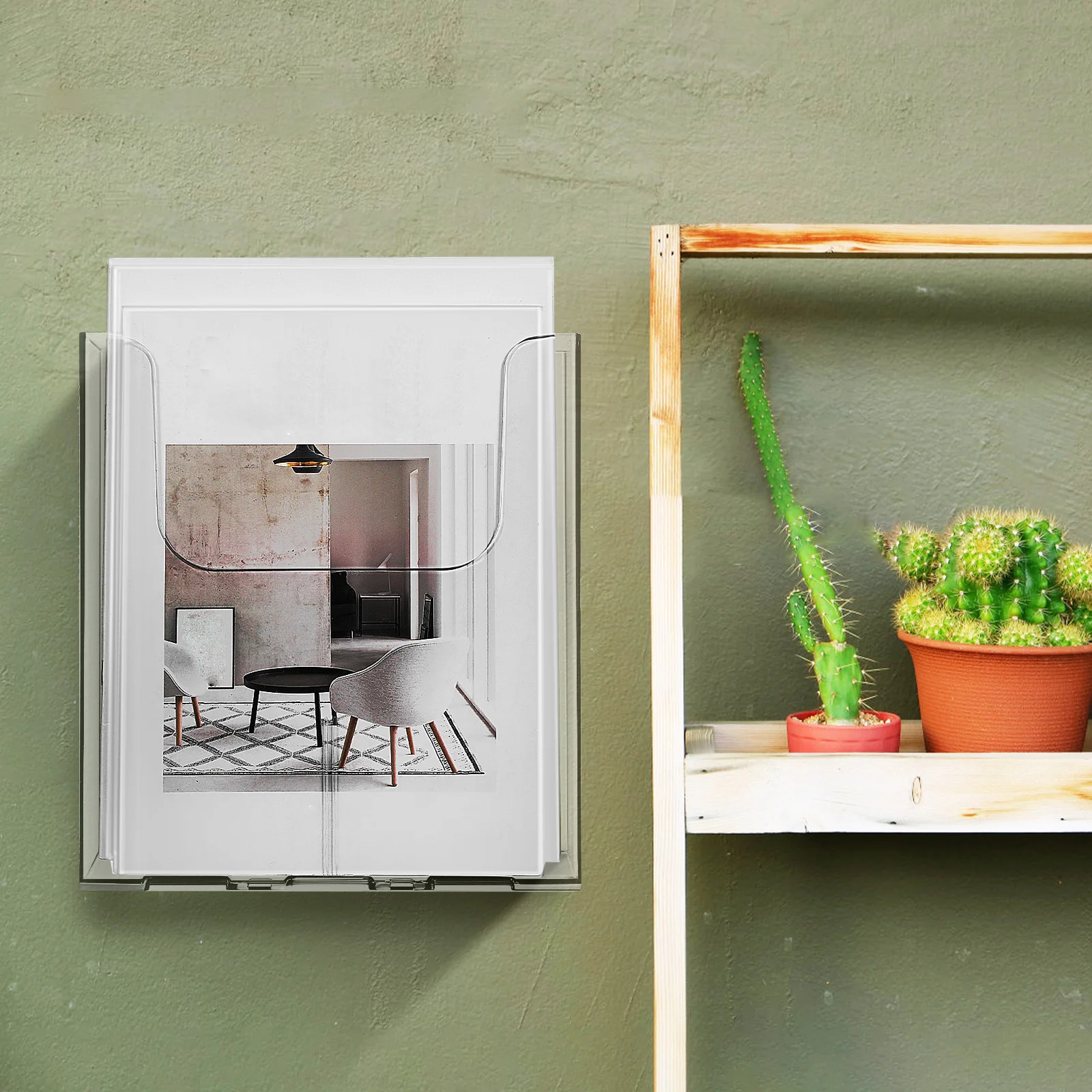 

4 Pcs Acrylic Wall Mount Literature Holders Clear Brochure Folder Magazine Rack Office School Storage Organizer