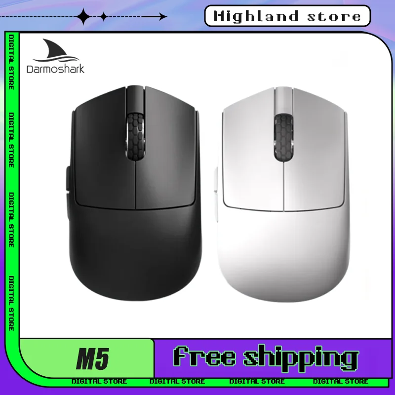 

New Darmoshark M5 Gaming Mouse 3 mode Wireless Bluetooth Mouse 38g Lightweight Support 8k Mouse Nordic52840 Paw3395 Gamer Mouse