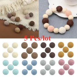 5 Pcs Woolen Crochet Beads Baby Nursing Teething Beads for DIY Baby Pacifier Clip Chain Accessories Nipple Holder Clips Decor