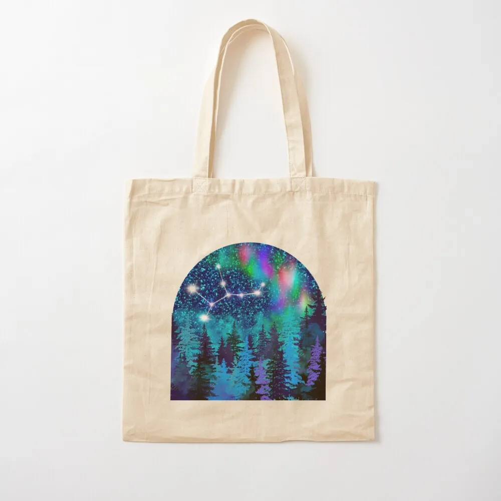 

Aurora borealis and Virgo Zodiac sign constellation Tote Bag custom bags bags woman 2025 Canvas Tote Bag