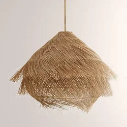Wabi Sabi Pendant Lamp Vintage Rattan Wicker Hanging Lamp For Restaurant Dining Room Hand Made Pendant lights ceiling lights