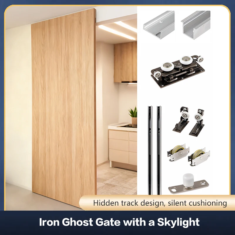 SSOUIM Ghost Door Invisible Track Bathroom One-Door To Top Trackless Sliding Door Hardware Accessories