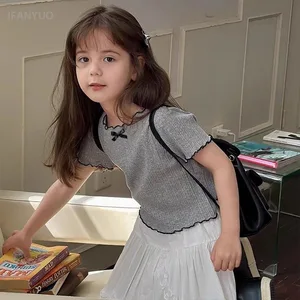 1-12y Camisas de niña Camisas de estilo coreano Tops de verano de manga corta Ruchada Tope de lana transpirable 8 mejores ventas 8ight - №5