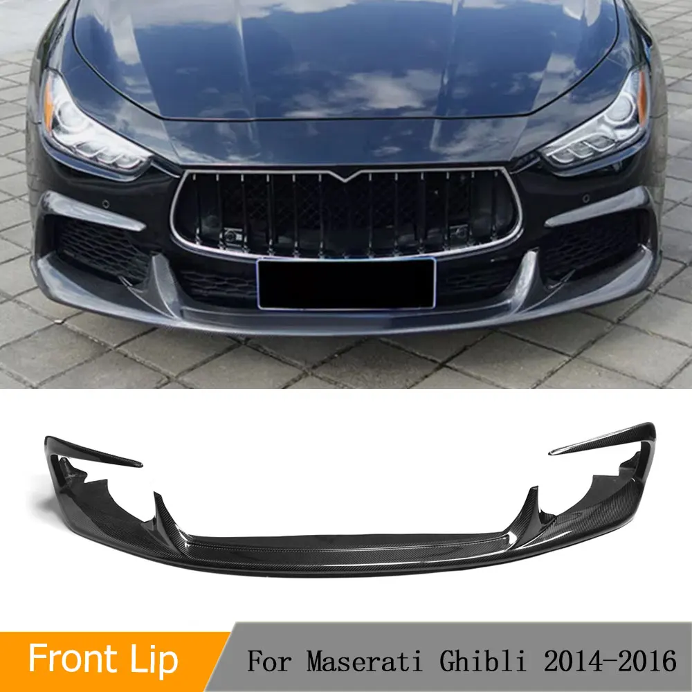 Car Front Bumper Lip Spoiler For Maserati Ghibli 2014 2015 2016 Carbon Fiber Racing Front Lip Chin Protector Apron Guard