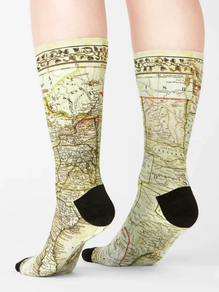 Old map of US territories Socks custom designer cotton FASHION Socks Man Women's