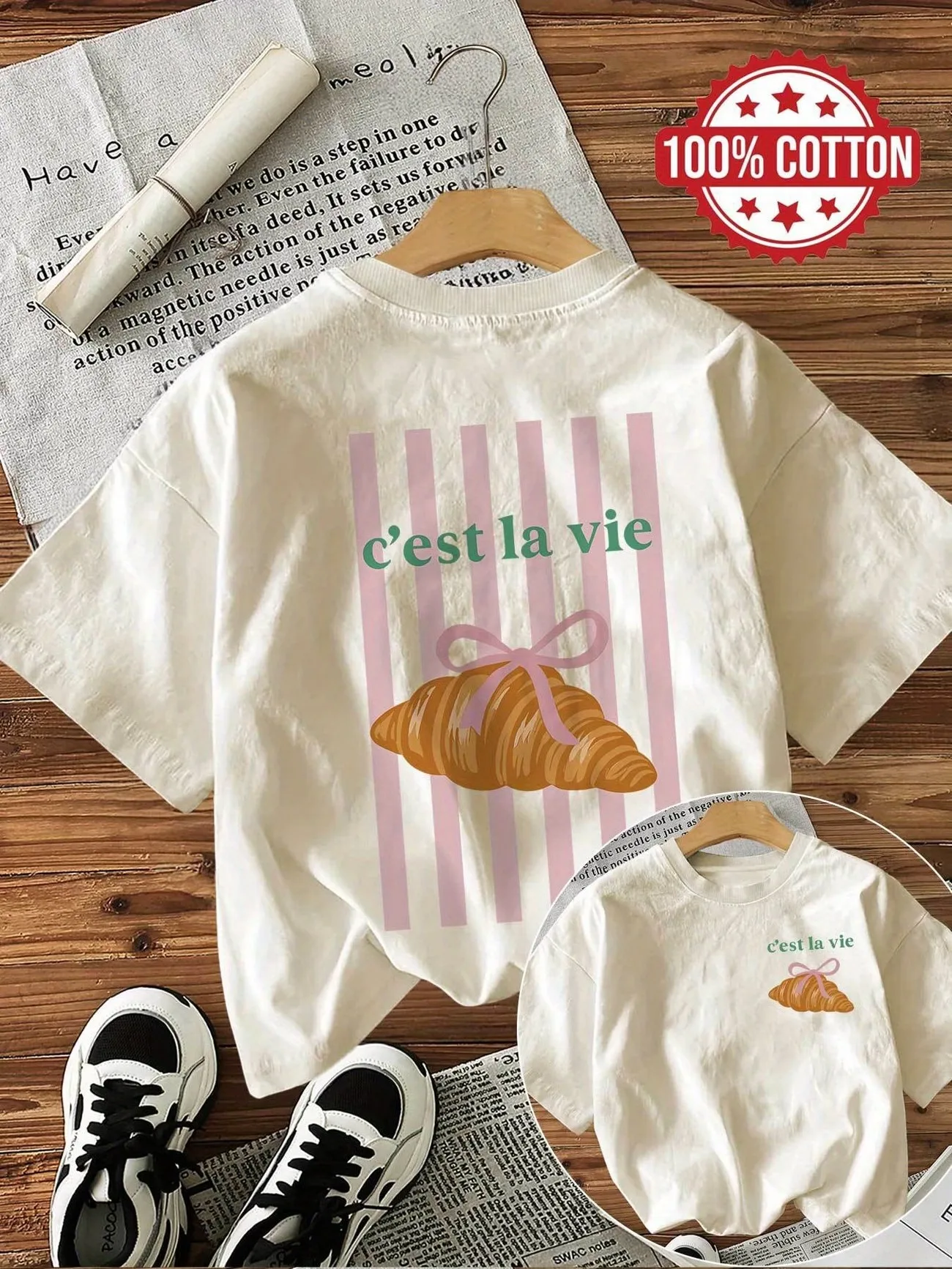 Grafisches Damen Y2k Ästhetik Brotliebhaber Baumwoll-T-Shirt mit Retro-Print, Weicher Rundhalsausschnitt, Kurzarm-Oberteil, Vintage-Shirt – Detail 2