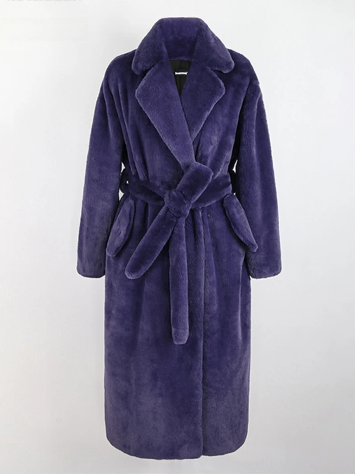 

Nerazzurri Loose Long Purple Eco-Friendly Fur Coat Women's Single-Breasted een Fluffy Coat Korean Sle Commute Wind