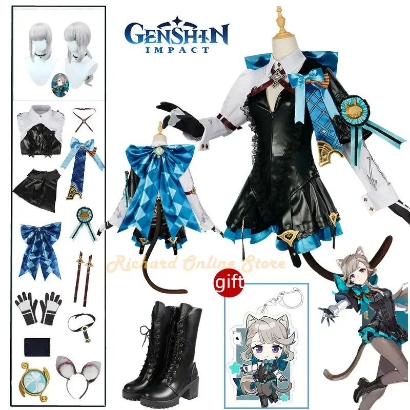

Lynette Cosplay Costume Genshin Impact Dress Game Uniform Outfit Fontaine Lynette Cosplay Dress Halloween Costume for Women Gift