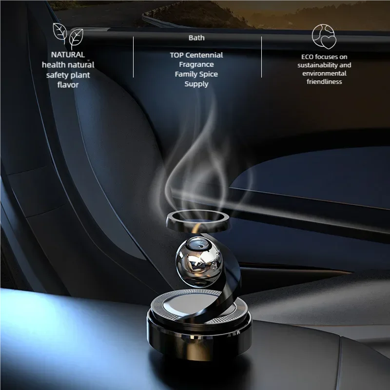 Solar Car Rotating Aromatherapy Perfume Diffuser Levitation Rotating Auto Lasting Fragrance Air Purifier Car Interior Accessorie
