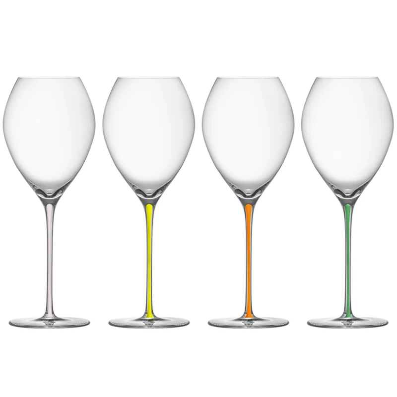 JINYOUJIA Colour Handle Champagne Glass Crystal Handmade Wine Glass Extremely Thin Masterly Craft Perfect Flawless Goblet