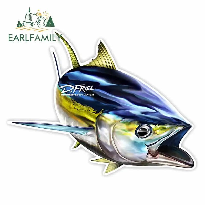 EARLFAMILY 13cm For YellowFin Tuna Fine Car Stickers Waterproof Decal Car Styling Vinyl Material Scratch-Proof For JDM SUV RV