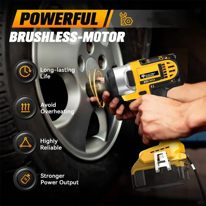 Electric Goddess DCF880 Cordless Impact Wrench 2300RPM 203N·M Brushless Lithium Wrench Repair Tool For 20V Dewalt Battery