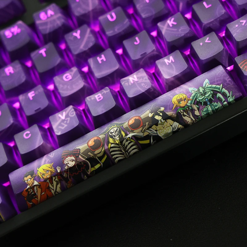 Imagem -03 - Anime Overlord 108 Keycap Pbt Sublimação de Tinta Transmissão de Luz Perfil Cereja mx Interruptor de Eixo Cruzado para Teclado Mecânico